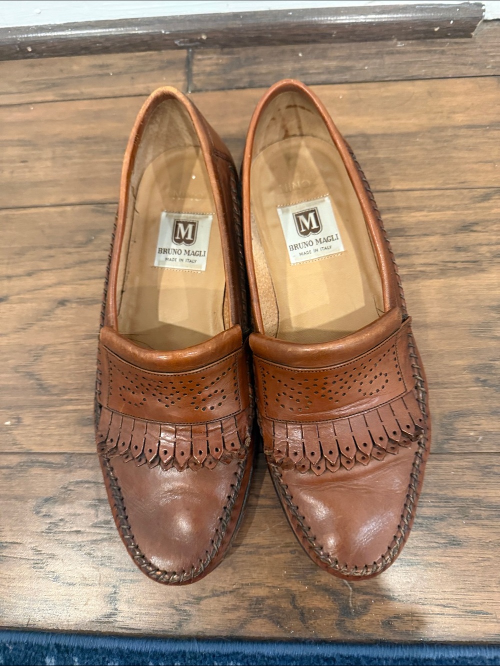 Bruno Magli Brown Leather Kiltie Tassel Loafers